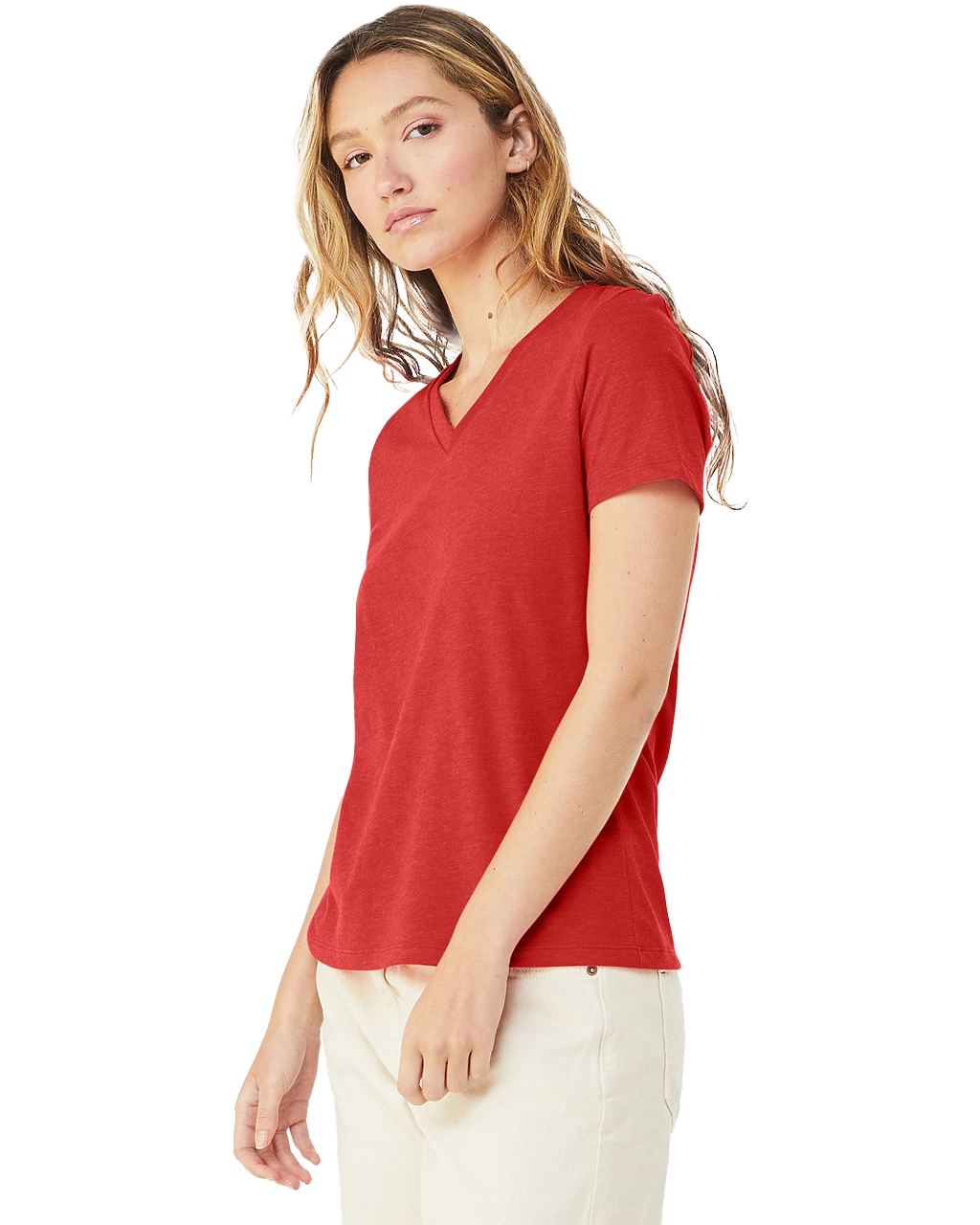 6405CVC Women’s Relaxed Heather CVC V-Neck Tee
