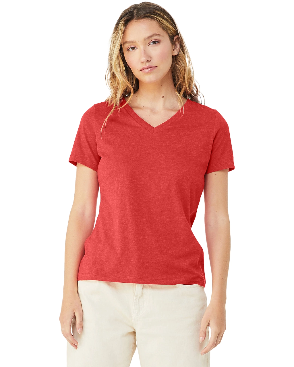 6405CVC Women’s Relaxed Heather CVC V-Neck Tee