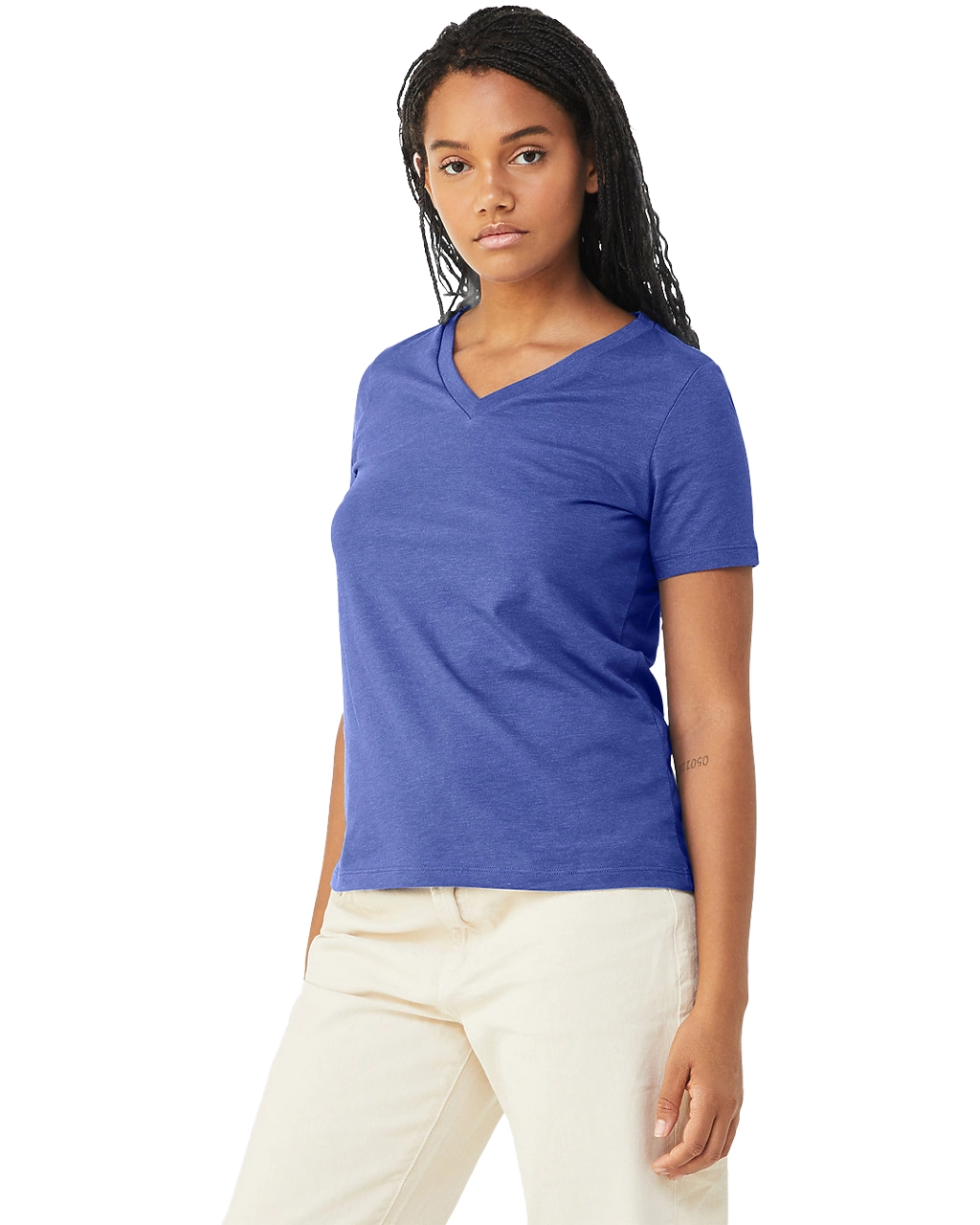 6405CVC Women’s Relaxed Heather CVC V-Neck Tee