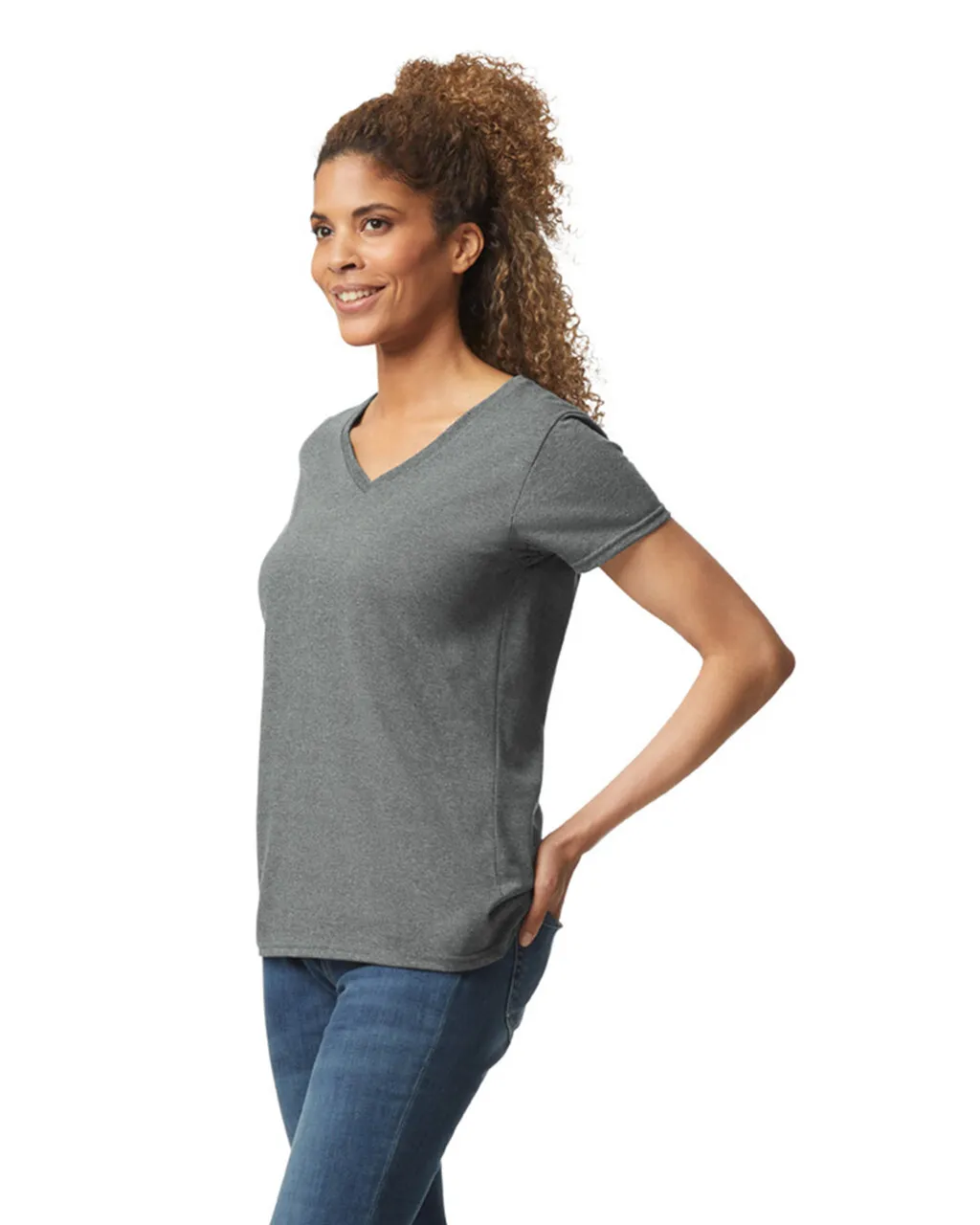 5V00L Women’s Heavy Cotton V-Neck T-Shirt