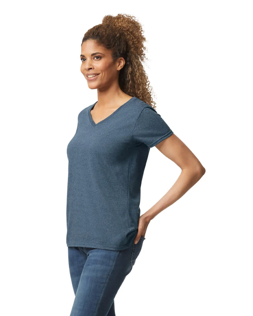 5V00L Women’s Heavy Cotton V-Neck T-Shirt